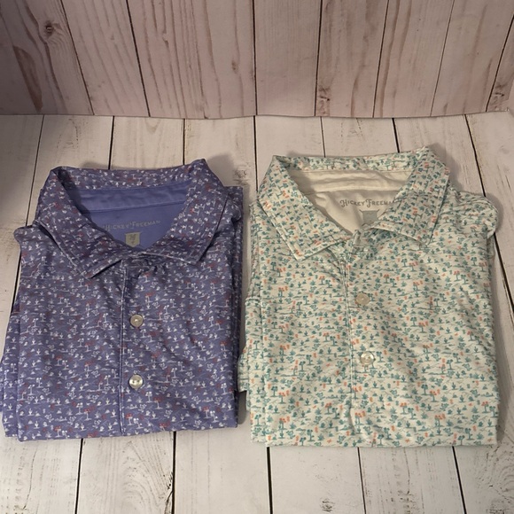 Hickey Freeman Golf Polo Mens L Cactus Desert Performance Short Sleeve Set Of 2 - Picture 2 of 10